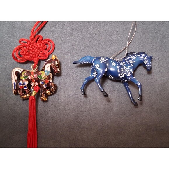 Vintage Horse Christmas Ornaments Cloisonne & Snowflake Horse - Picture 4 of 4
